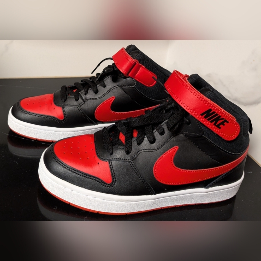Nike Court Borough Mid 2 Black/Red Sneakers Size 7Y Like New  - Picture 8 of 10